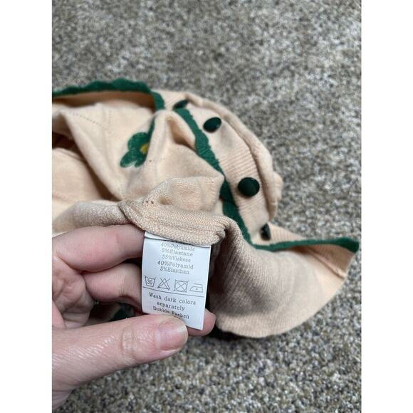 Belle Poque Retro Cream Green Floral Crop Cardigan Sweater Size Medium - Picture 3 of 7